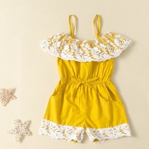 🛍HP🛍  NWT🎉 Girl Lace Collar Solid Jumpsuit